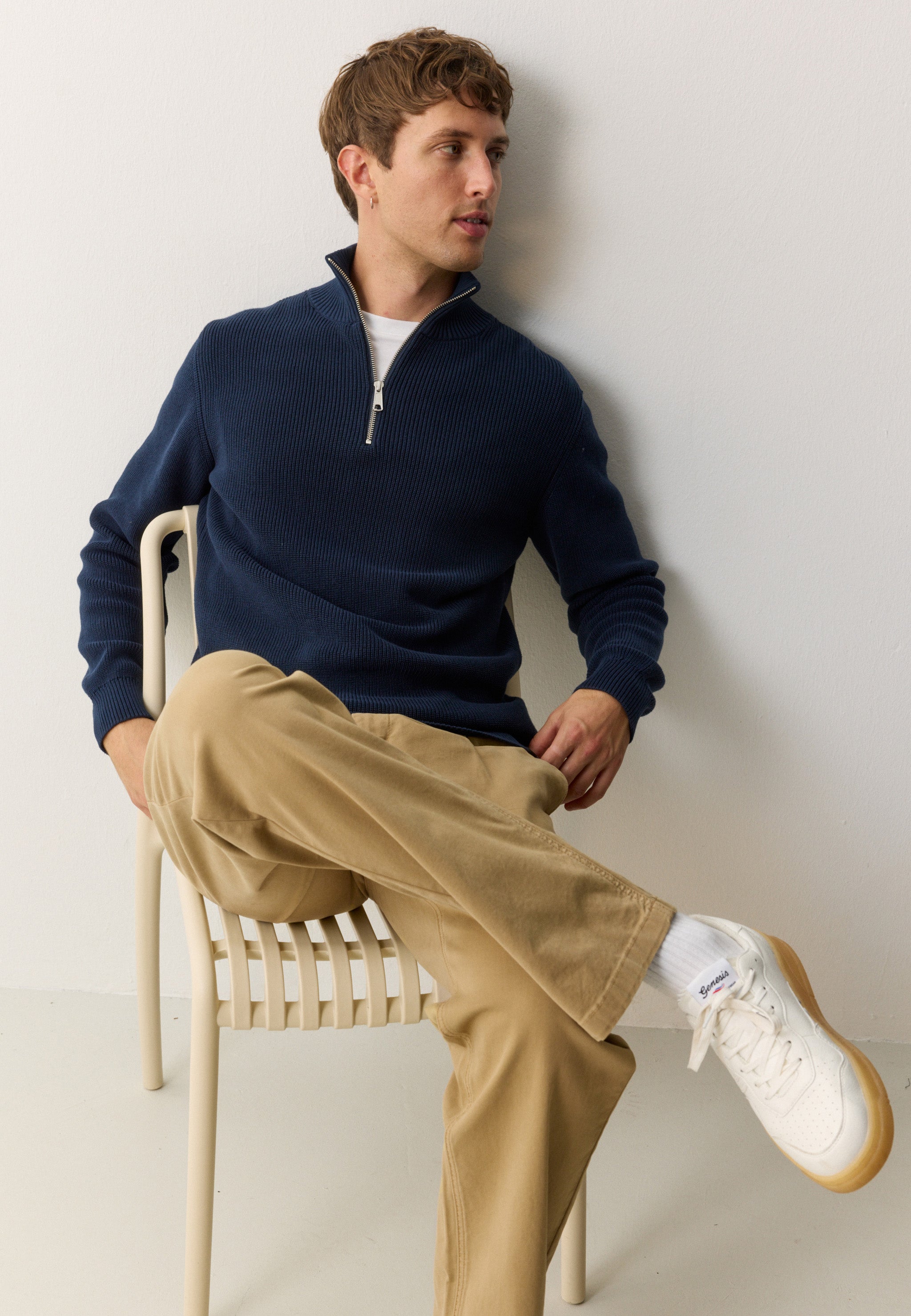 Recolution Helantium maglione blu navy cotone bio