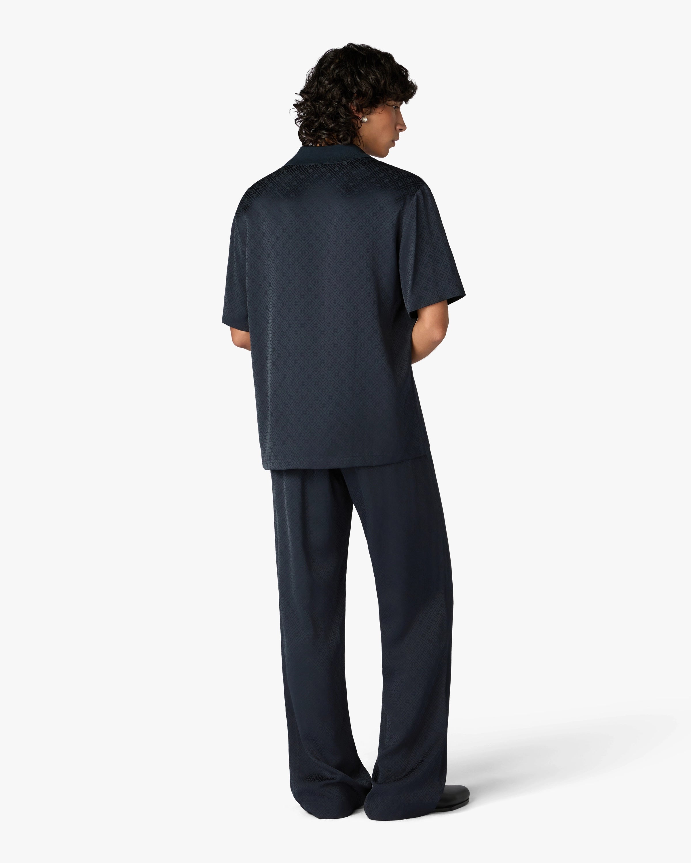 Casablanca Knit Collar polo uomo blu navy viscosa