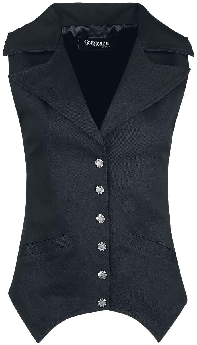 Gothicana by EMP gilet nero donna collo revers L