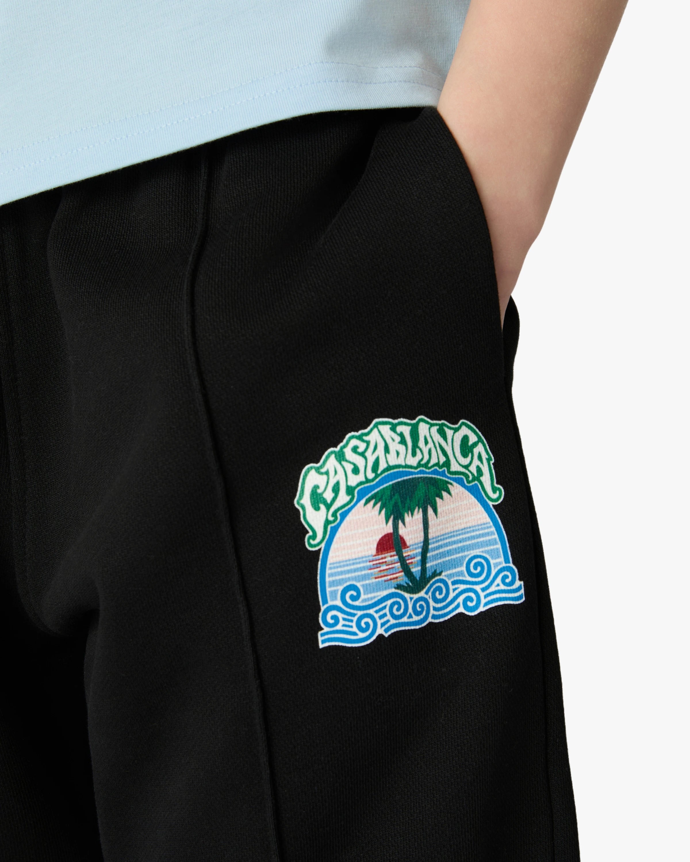 Casablanca Palm Tree pantaloni tuta neri bambino cotone bio