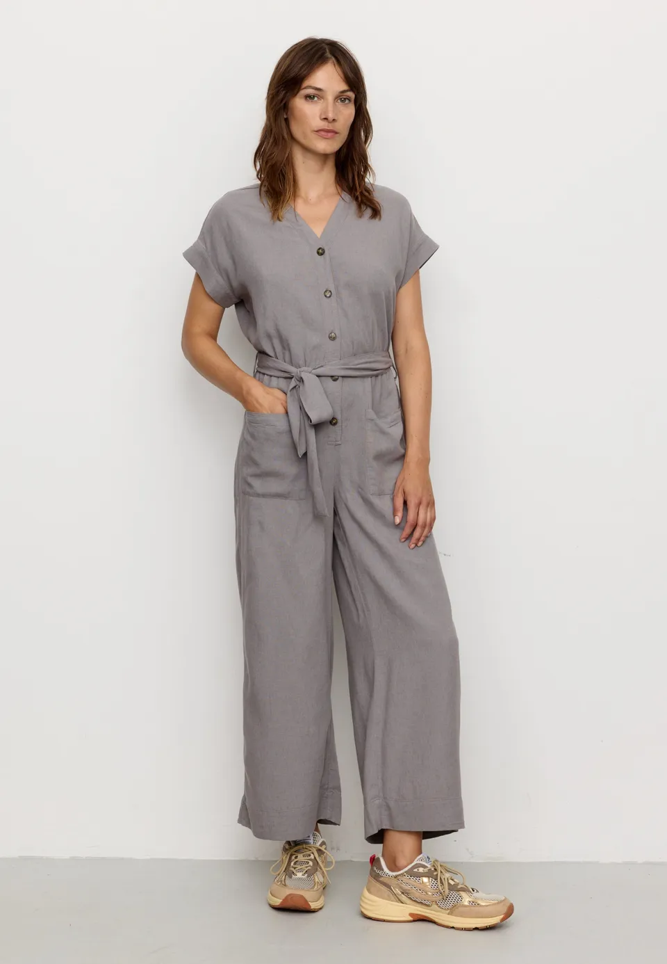 Recolution Dianella tuta donna greige in lino