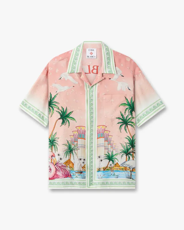 Casablanca Ethereal Camicia Seta Rosa Manica Corta