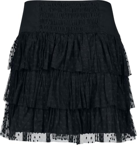 Gothicana by EMP Gonna Corta Nera Rete con Allacciatura