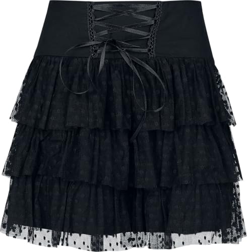 Gothicana by EMP Gonna Corta Nera Rete con Allacciatura