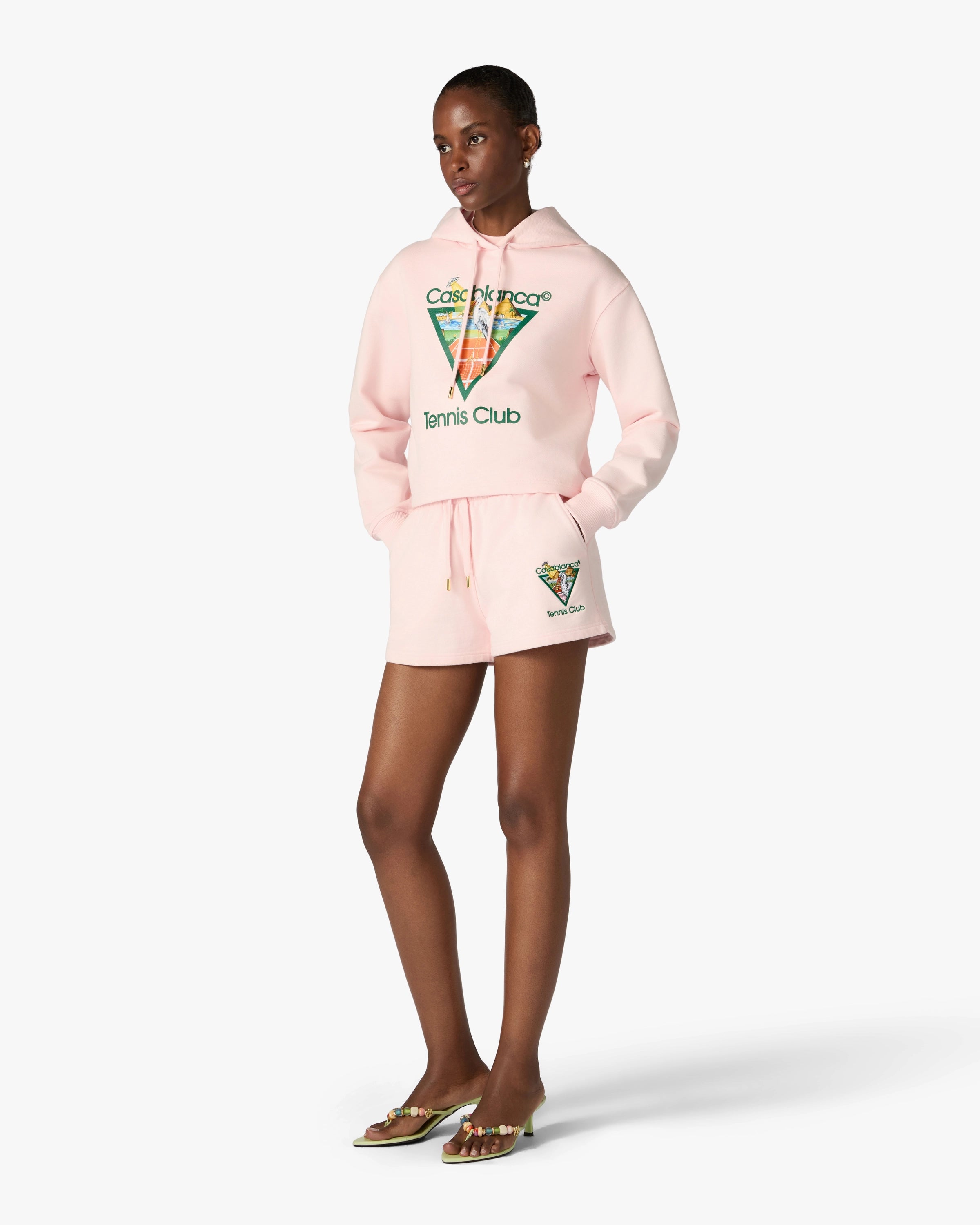 Casablanca Tennis Club Icon Pyramid pantaloncini rosa cotone