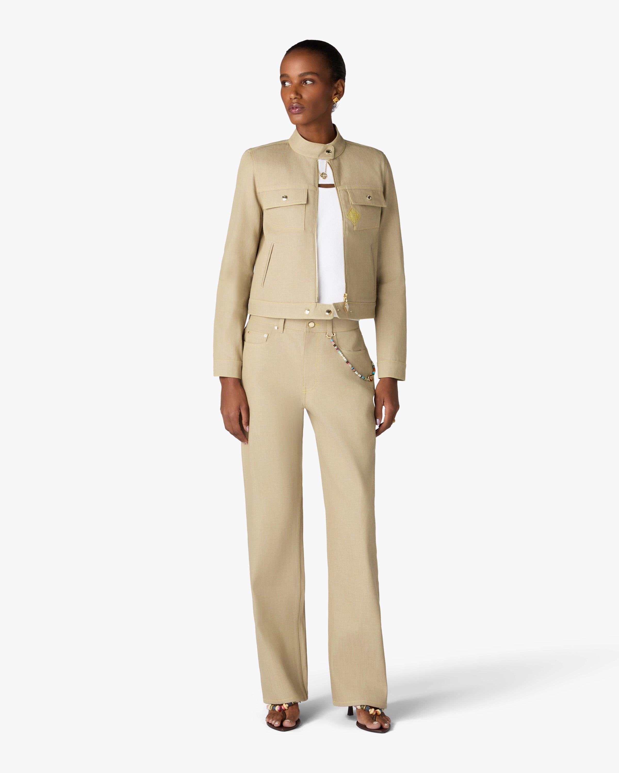 Casablanca Desert Canvas Jeans Donna Beige Cotone