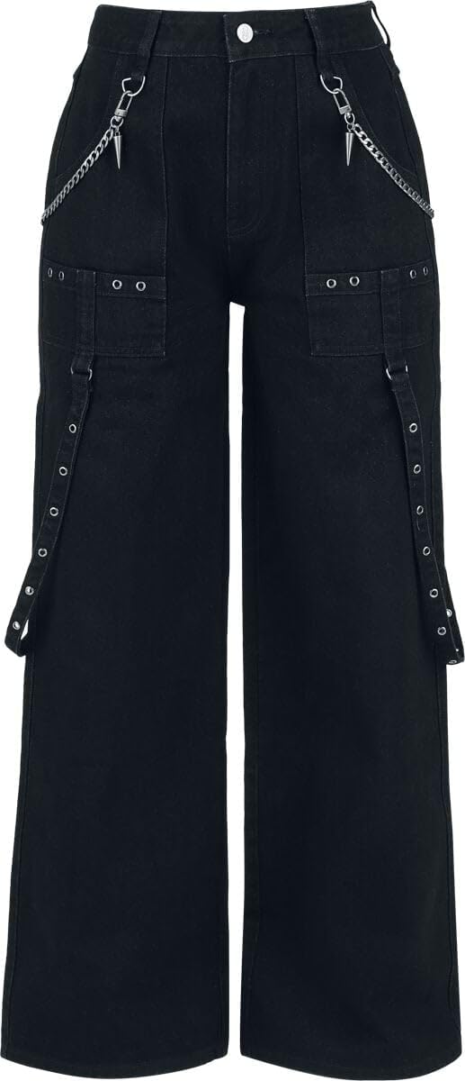 Gothicana by EMP Pantaloni Neri Donna Catene 29W/32L