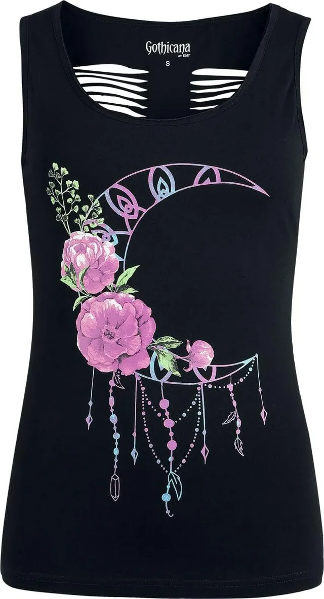 Gothicana by EMP top nero stampa ritagli XXL