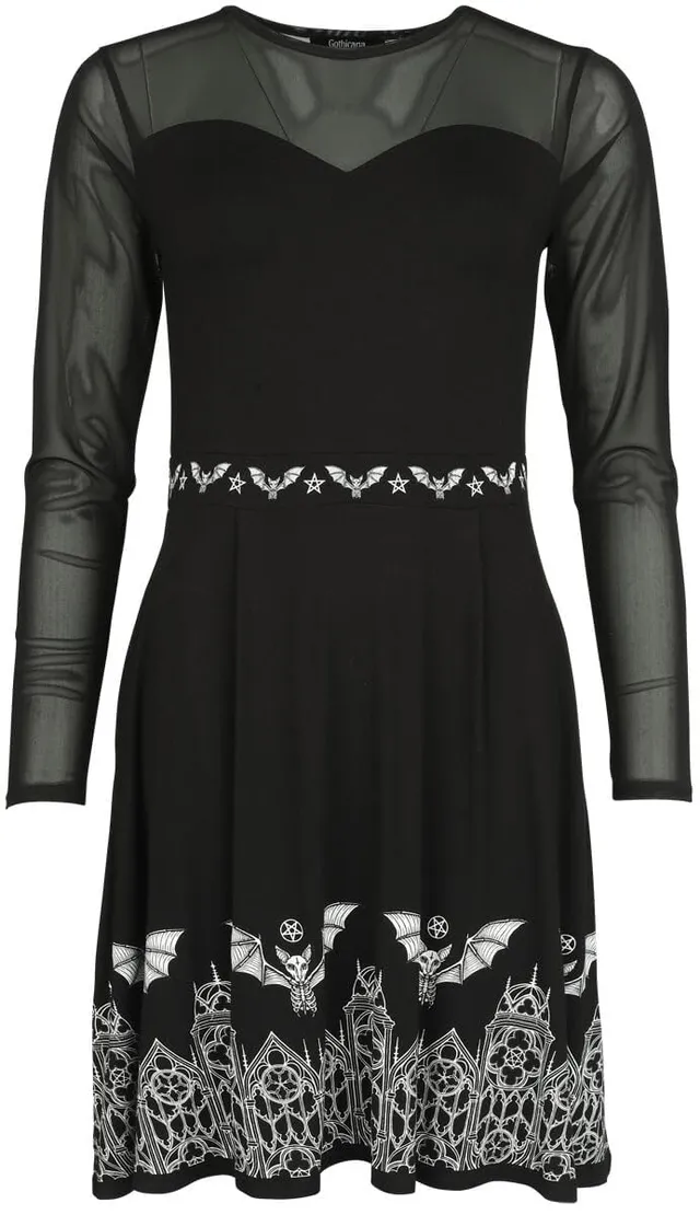 Gothicana by EMP abito corto nero pipistrelli taglia S donna
