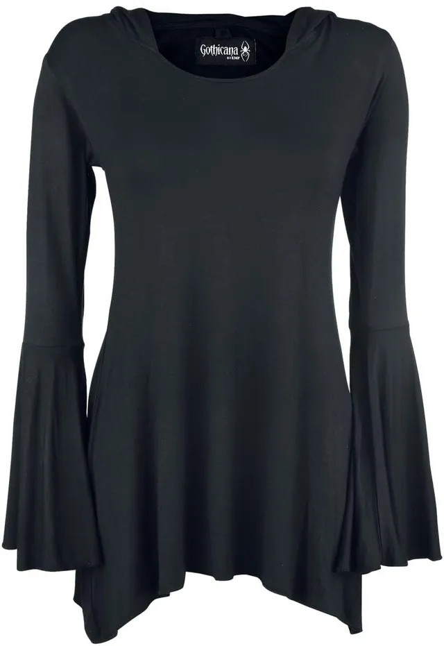 Gothicana by EMP maglia maniche lunghe nera S orlo a punta