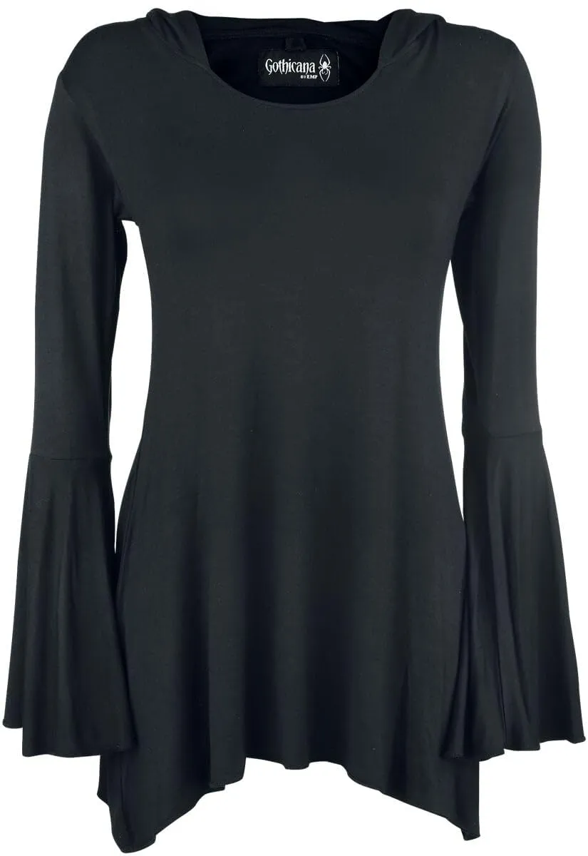 Gothicana by EMP maglia maniche lunghe nera S orlo a punta