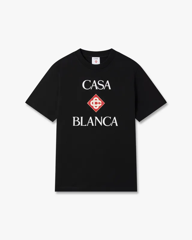 Casablanca Diamond Logo t-shirt nera maniche corte cotone