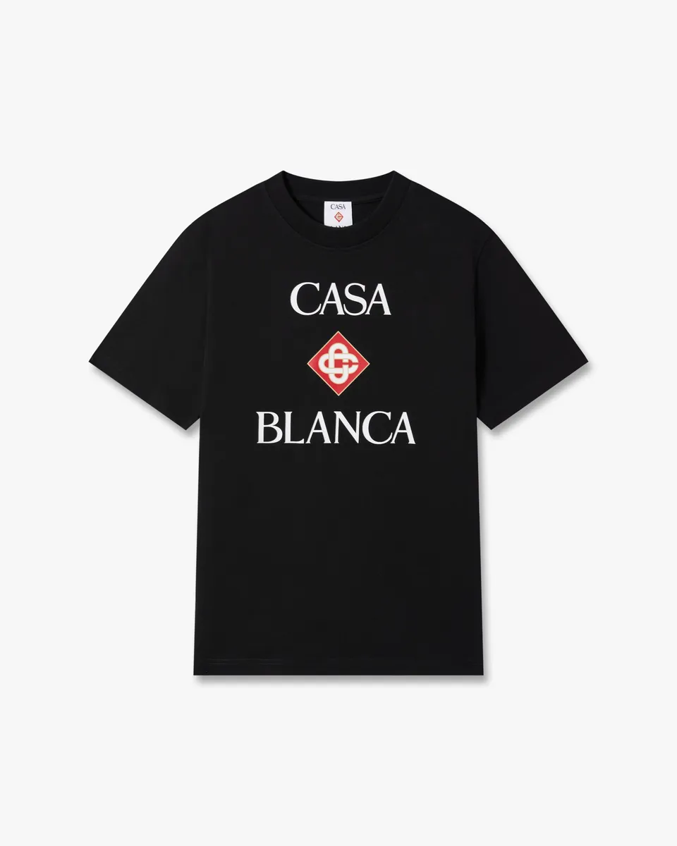 Casablanca Diamond Logo t-shirt nera maniche corte cotone