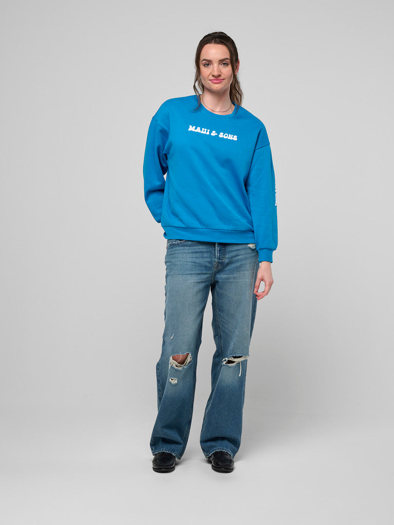 Maui and Sons Earth First felpa girocollo oversize blu oceano