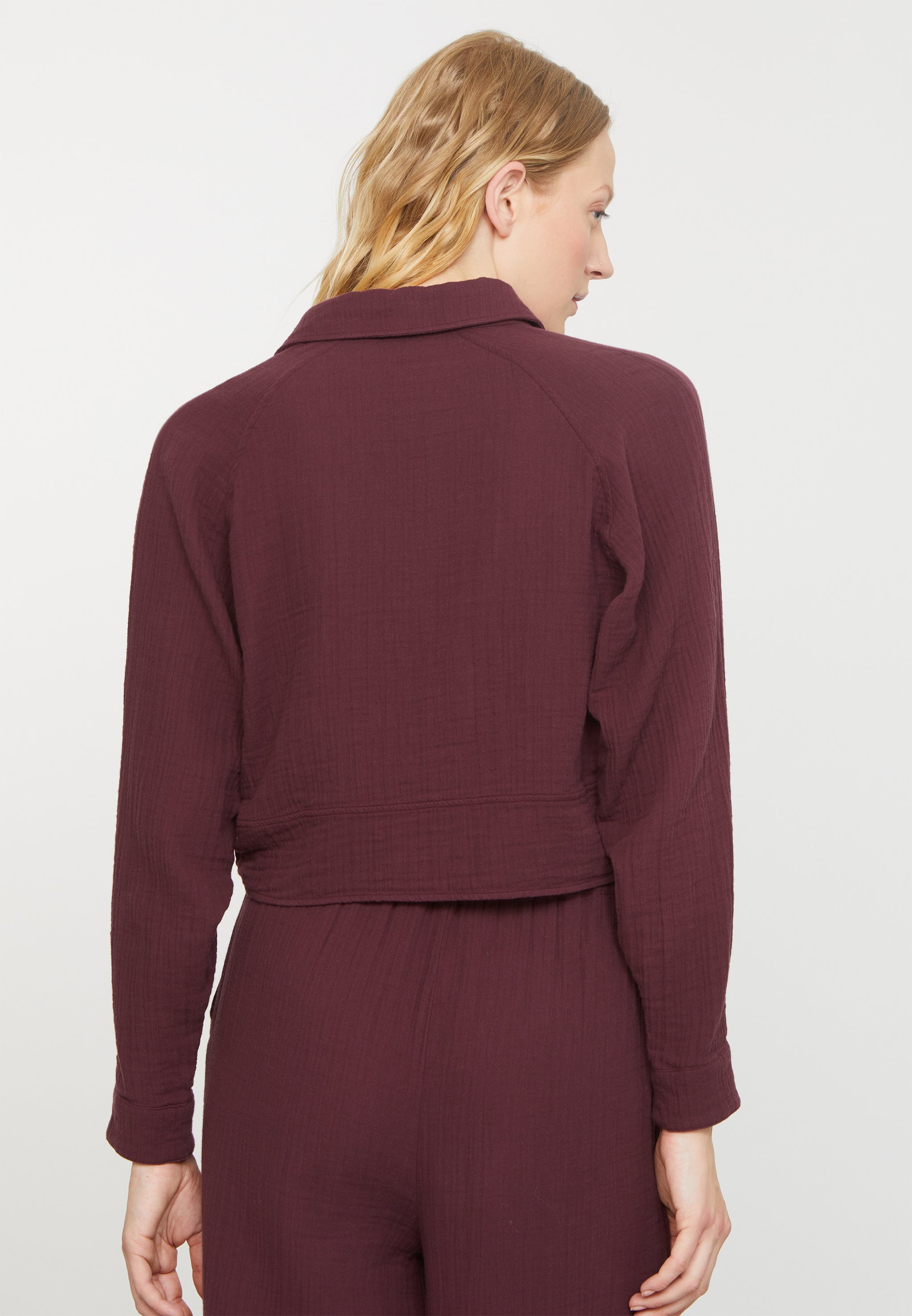 Recolution Vanilla camicia prugna mussola bio
