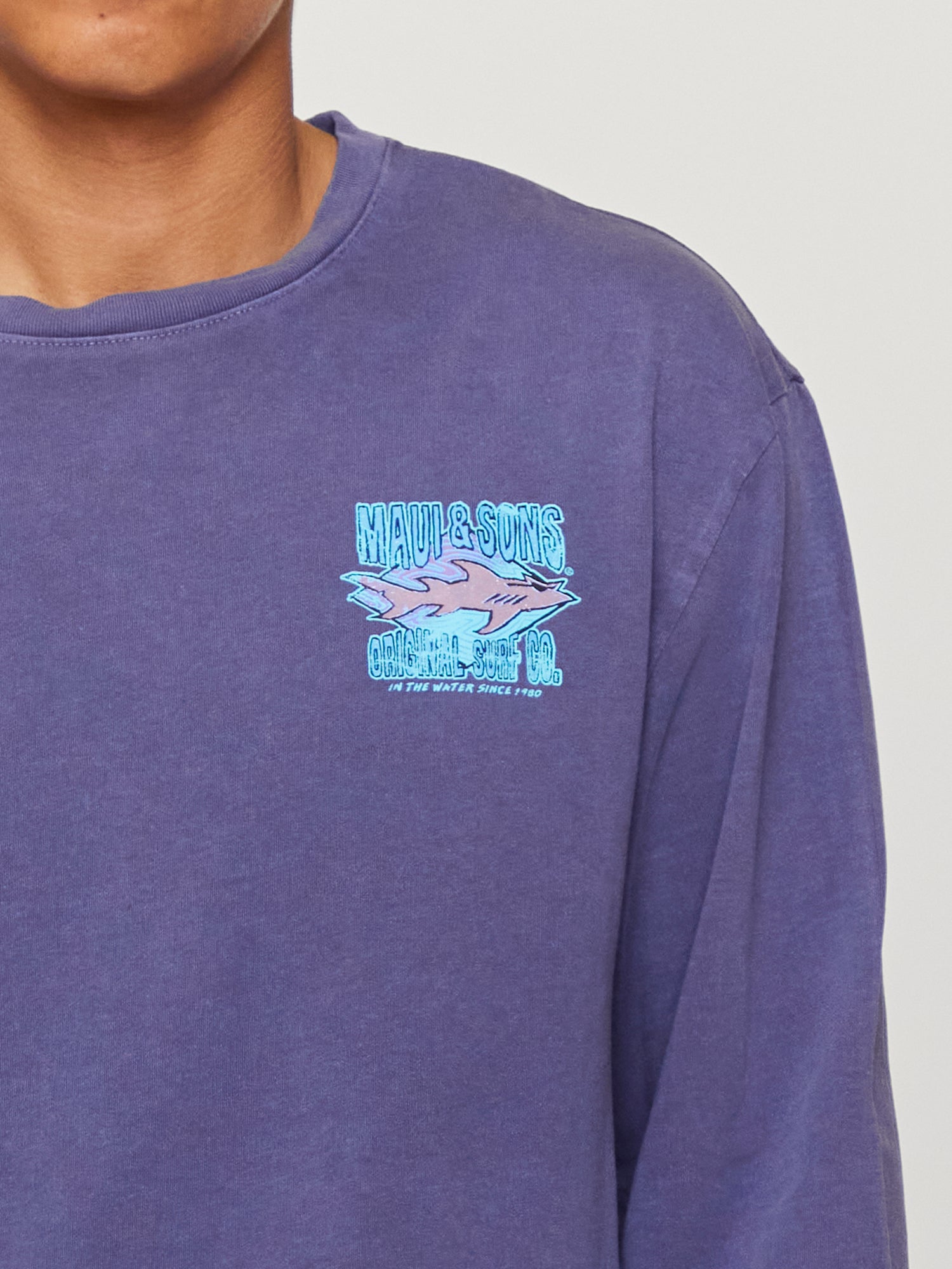 Maui and Sons Shark Surf Co. maglia manica lunga viola cotone