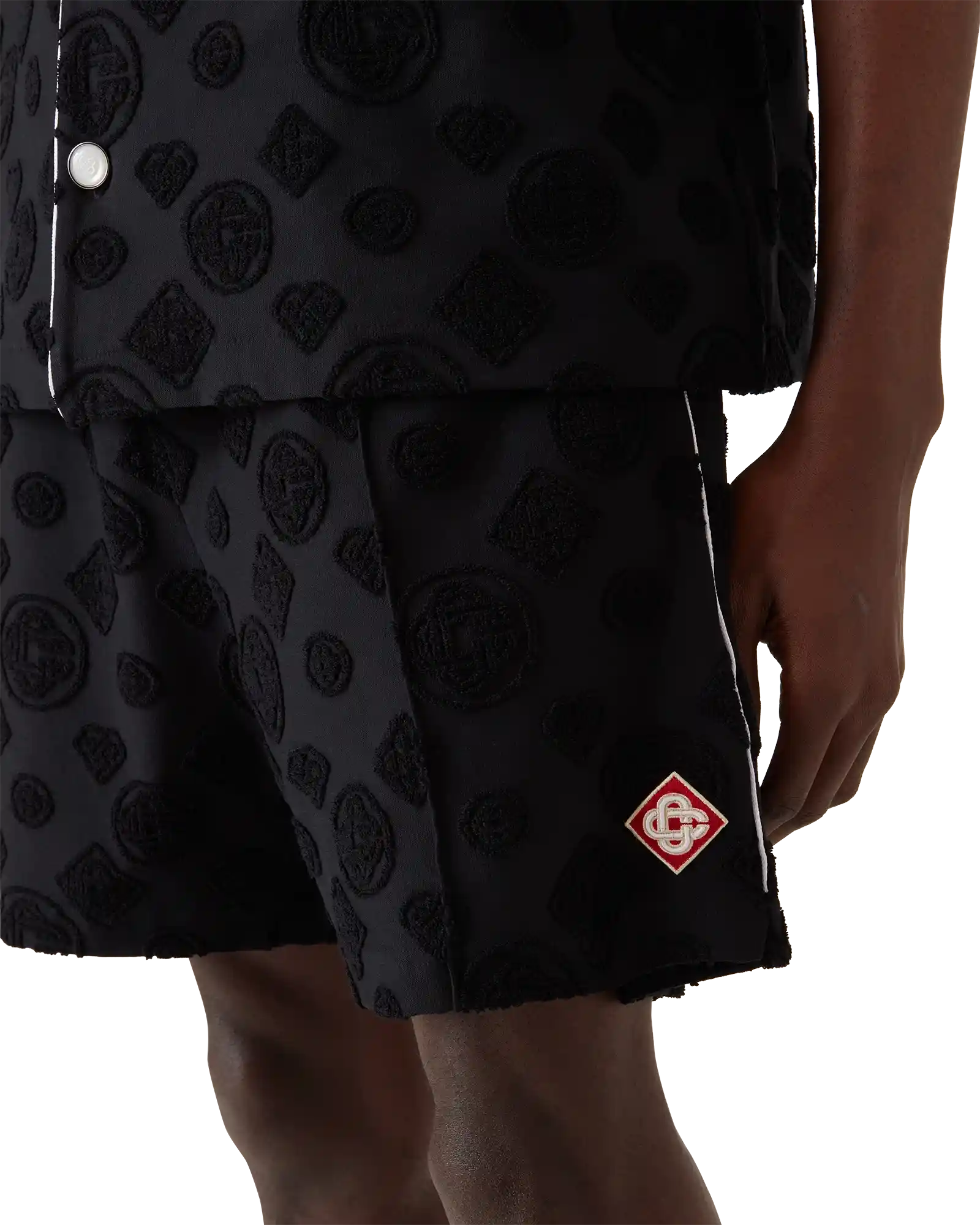 Casablanca Monogram Shorts pantaloncini neri spugna