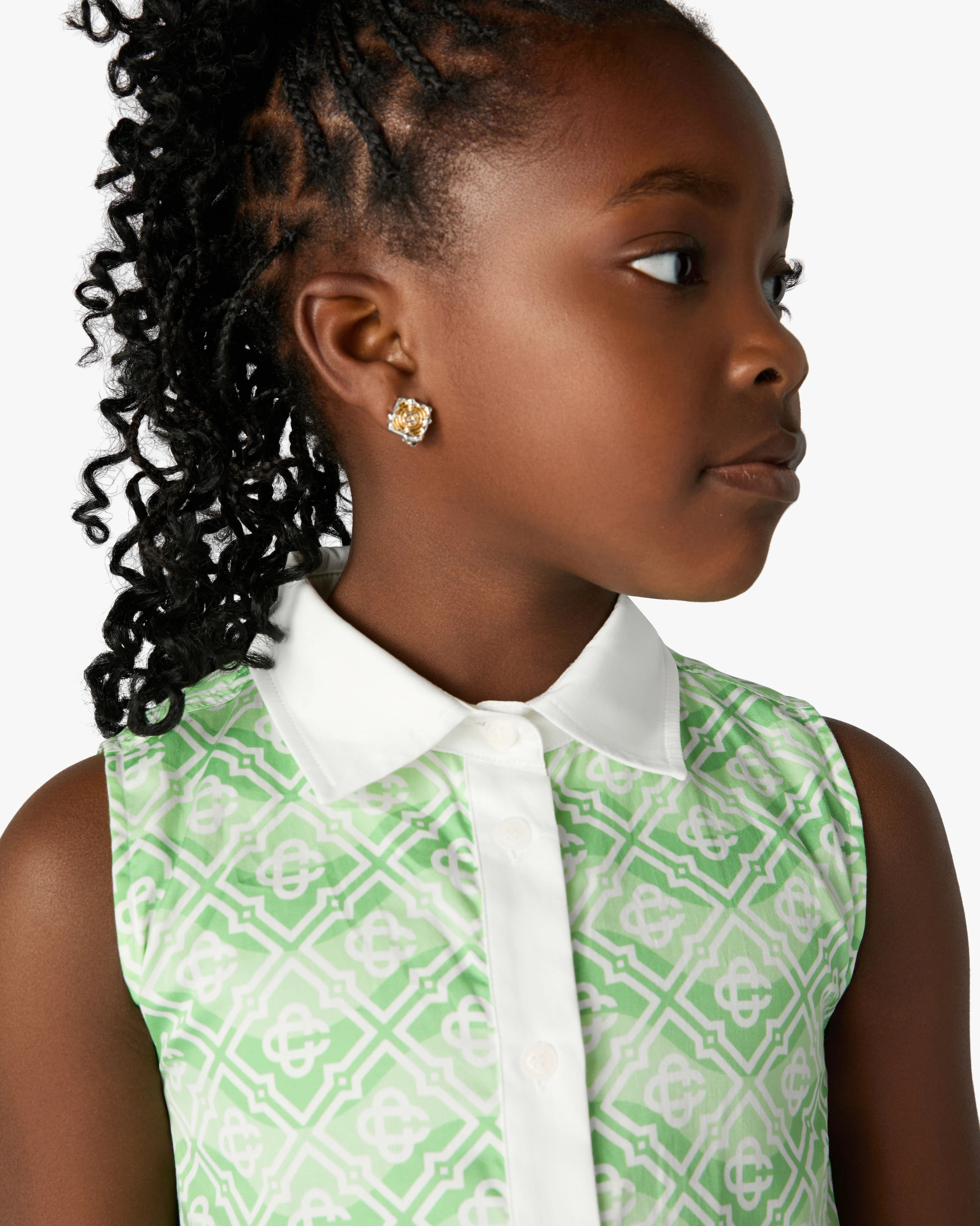 Casablanca Children's Wavy Monogram Dress vestito bimba verde