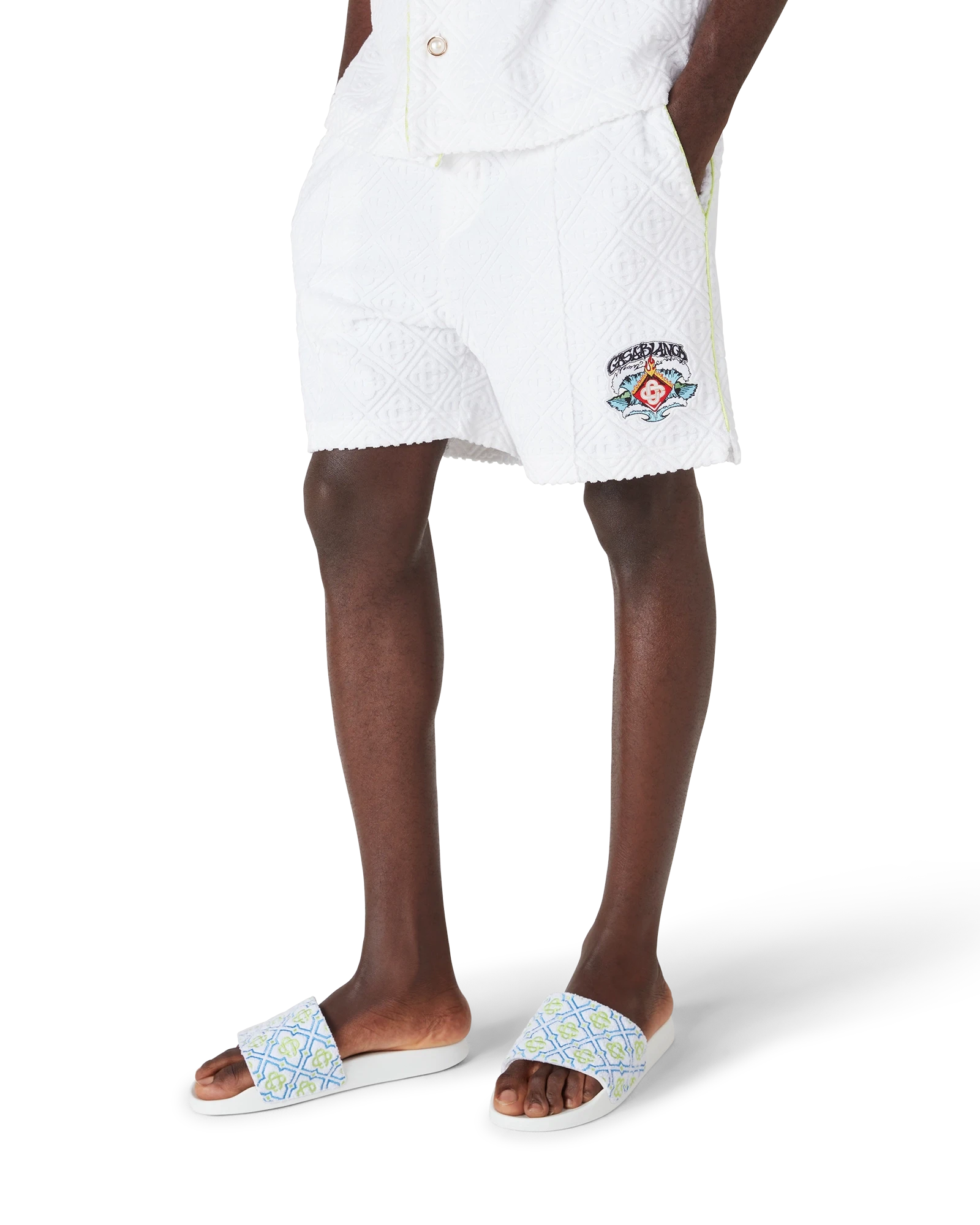 Casablanca shorts uomo bianchi spugna monogram