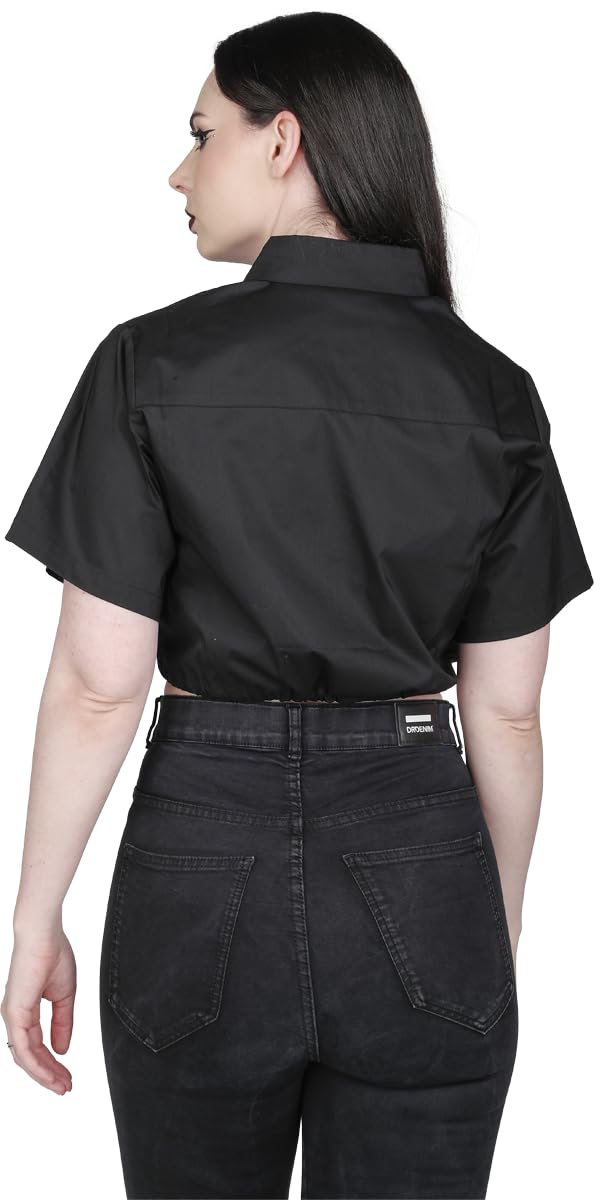 Gothicana Vailed in Darkness blusa nera L donna gotica