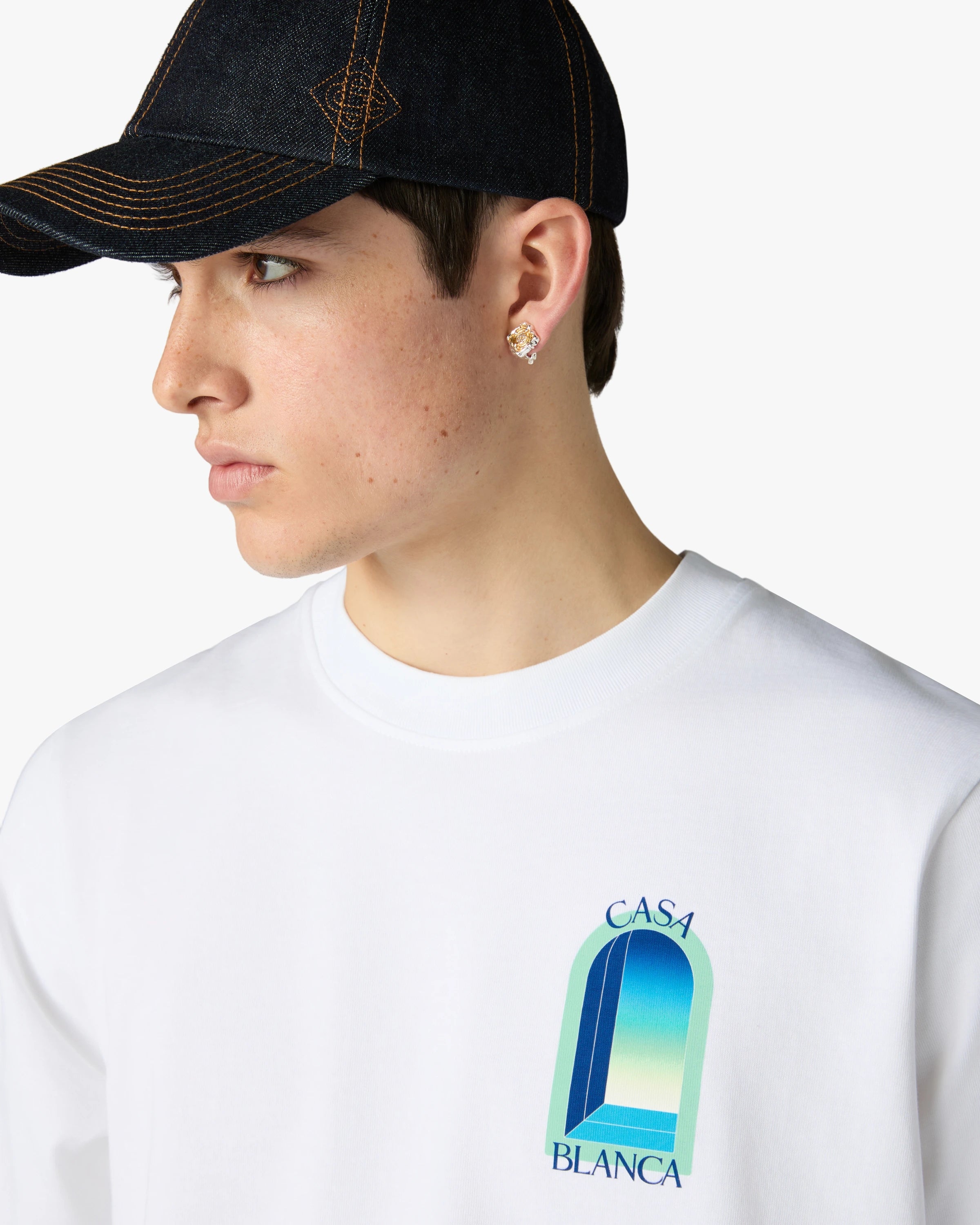 Casablanca L'Arche T-Shirt Bianco Menta Cotone