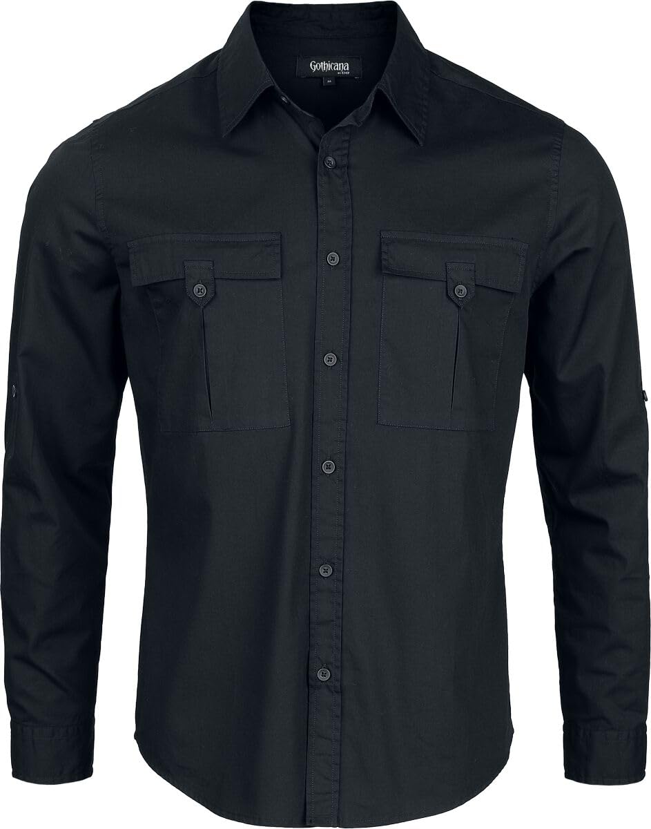 Gothicana by EMP camicia nera taglia L maniche lunghe