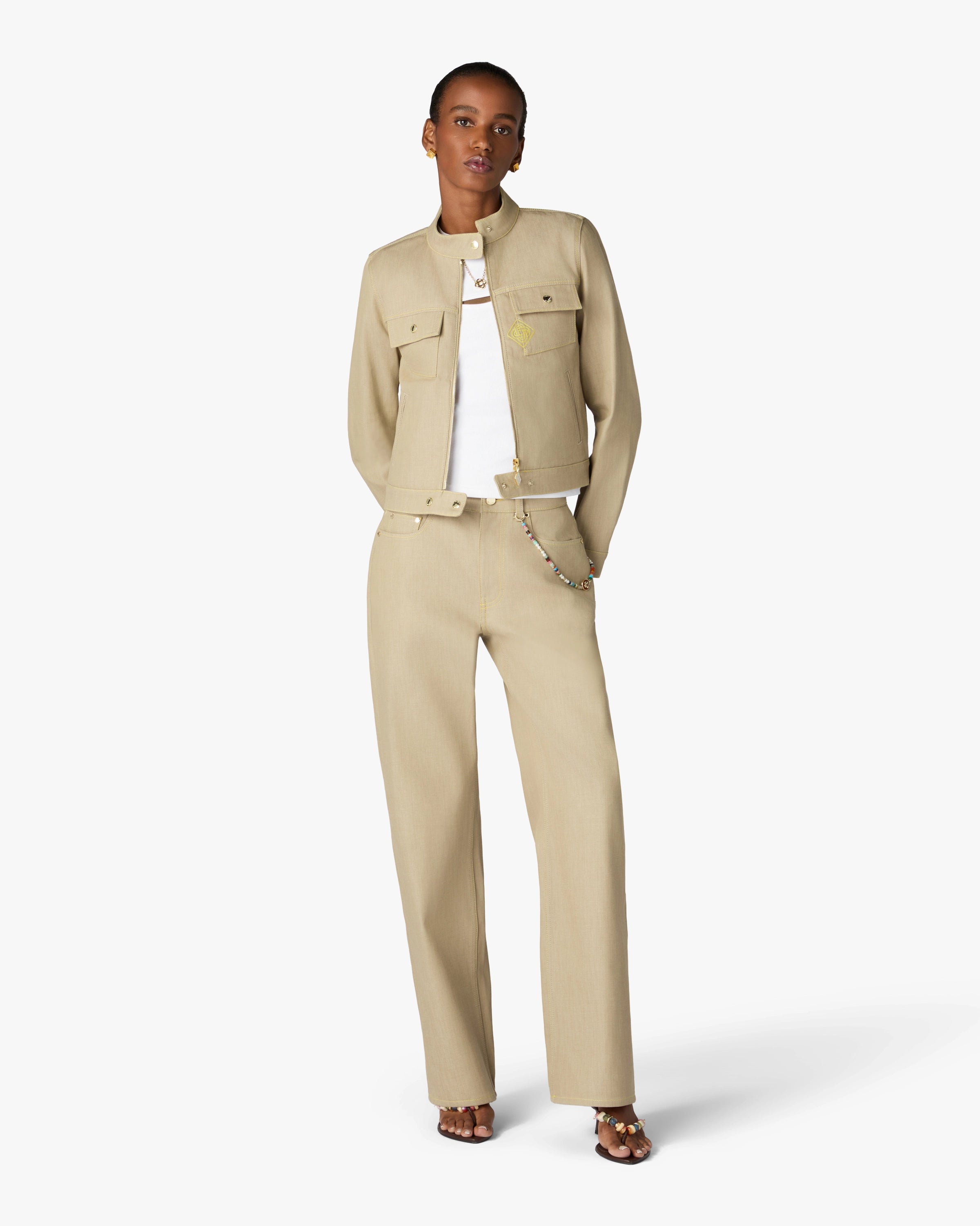 Casablanca Beige Desert Canvas giacca denim beige cotone