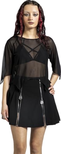 Gothicana Vailed in Darkness Bat Shape Mesh-Shirt t-shirt nera rete