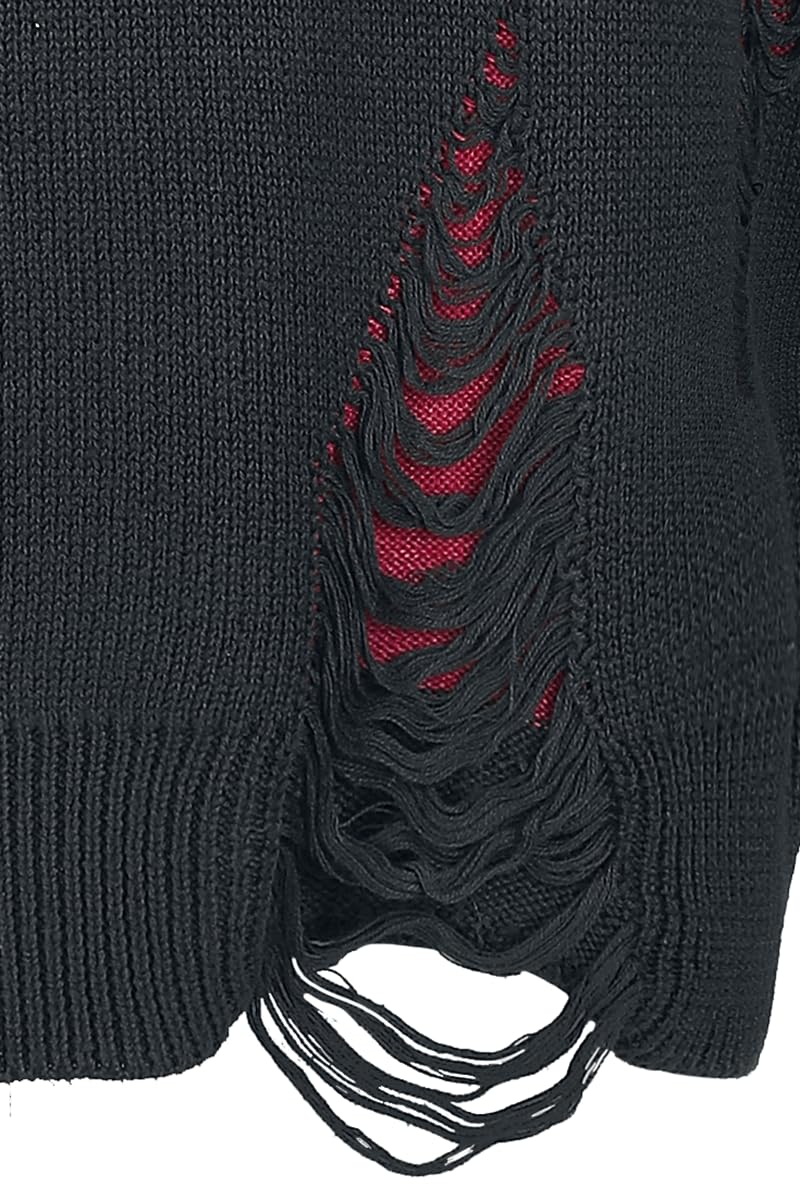 Gothicana by EMP Maglione Donna Nero Rosso M Destroyed