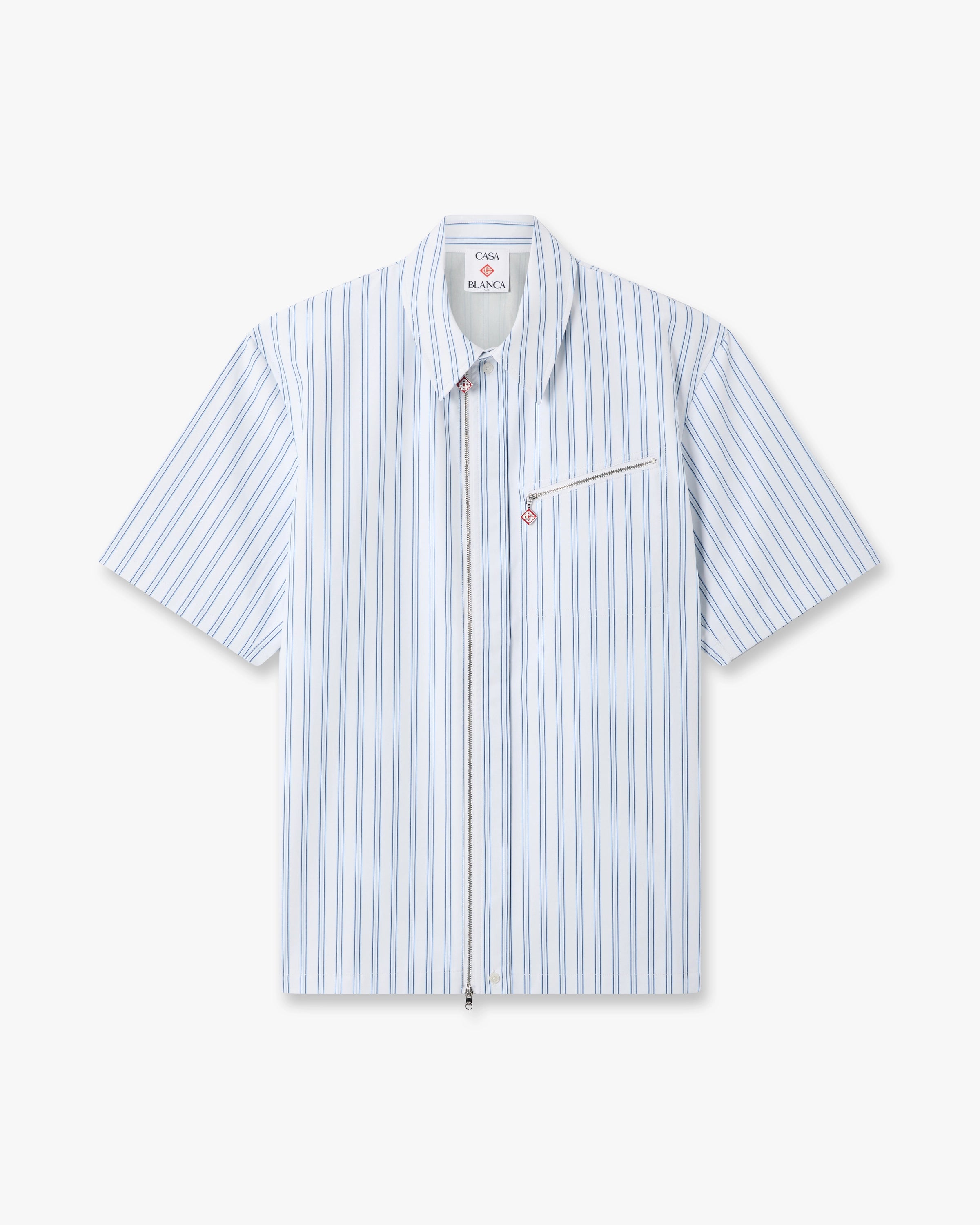 Casablanca Striped camicia uomo bianco blu zip