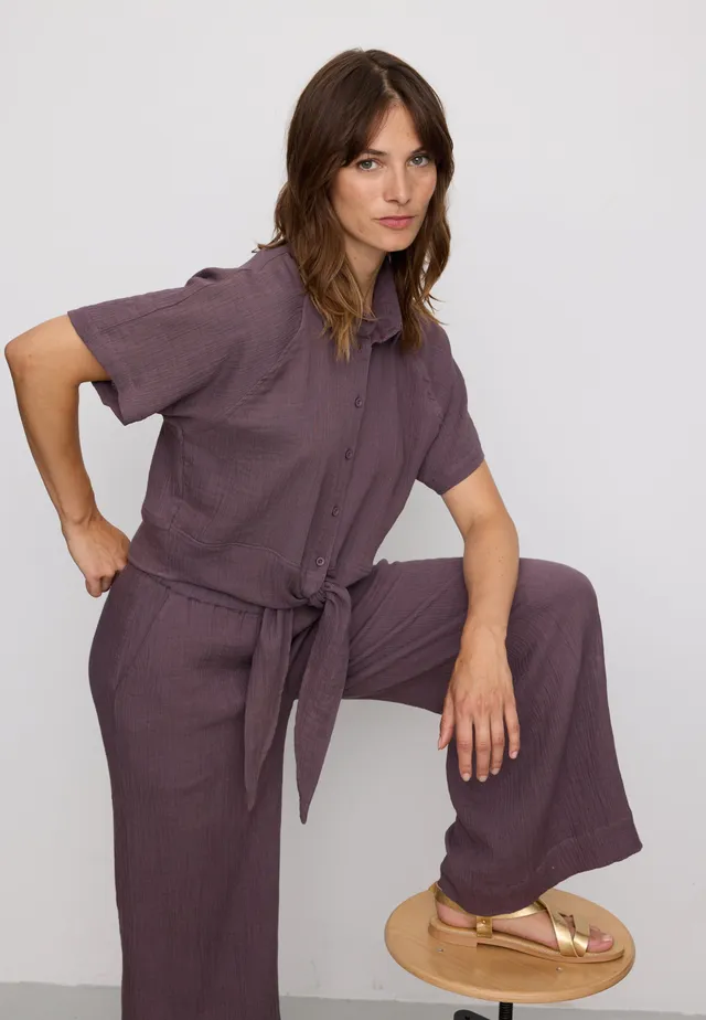 Recolution Tulip blusa mussola viola mystic grape cotone bio