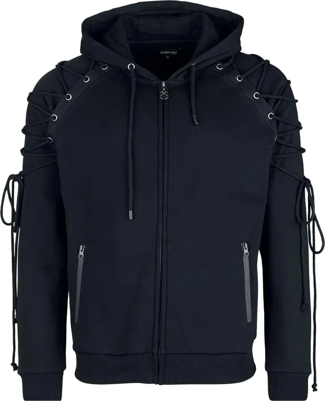 Gothicana by EMP Giacca Nera Cappuccio Occhielli Uomo