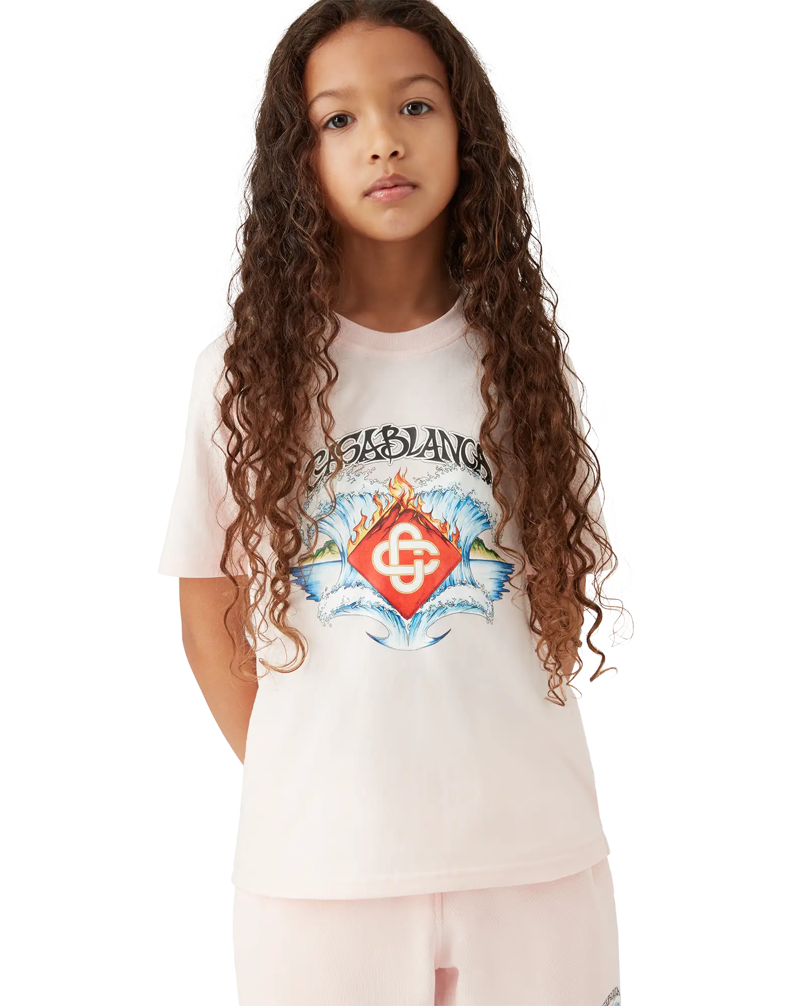 Casablanca Waves t-shirt bimbo rosa maniche corte