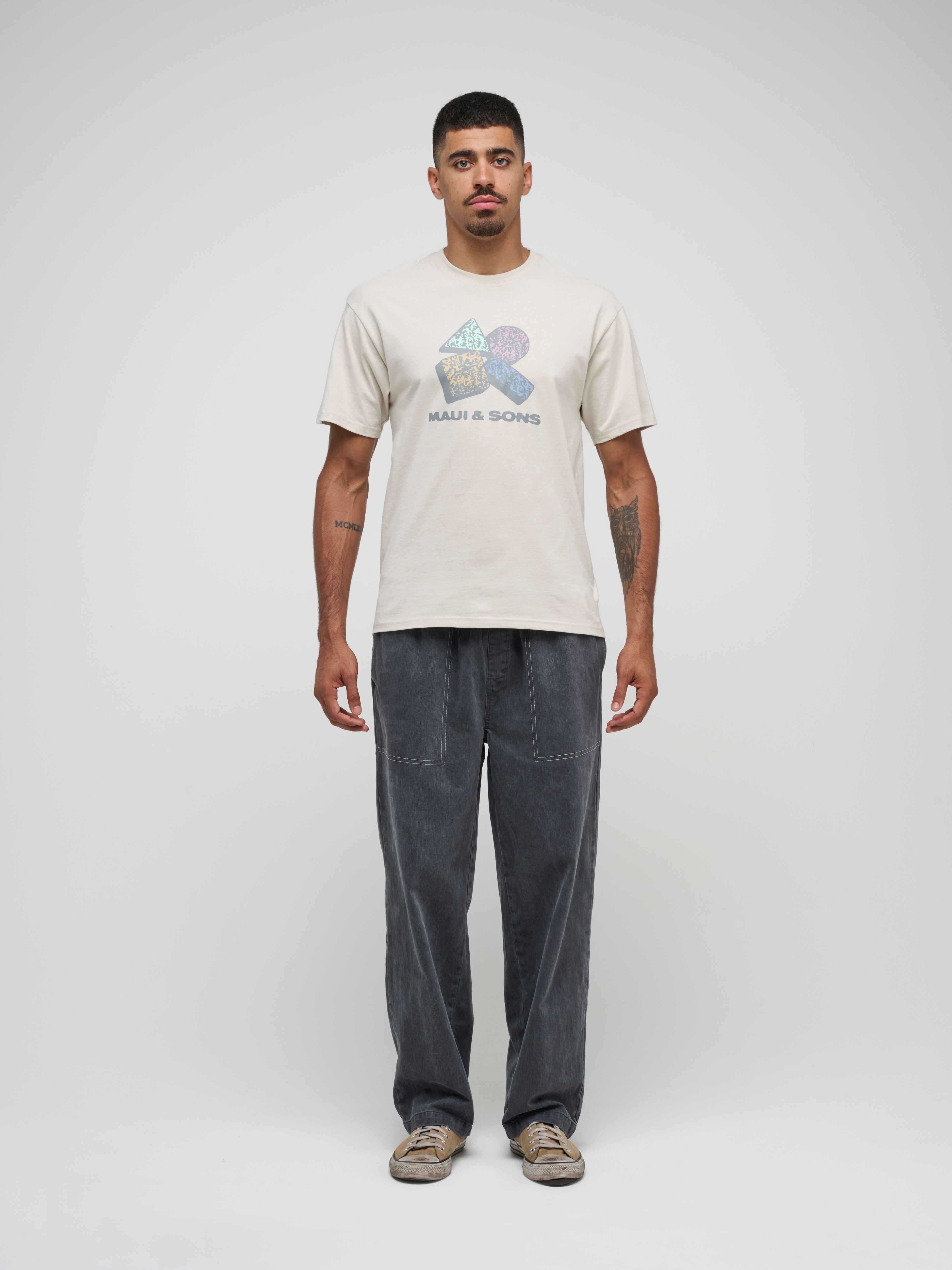 Maui and Sons Memphis Boxy Fit T-Shirt maglietta cemento