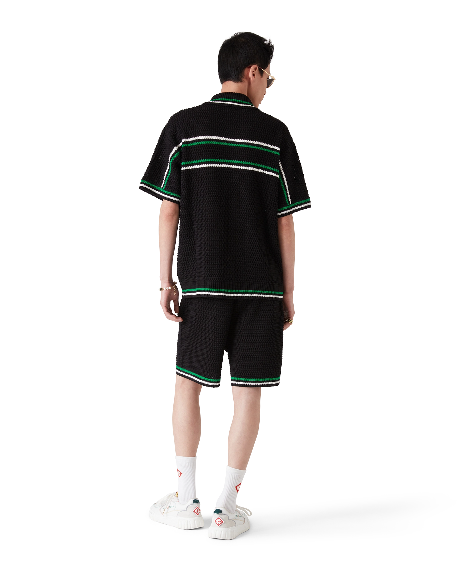 Casablanca Tennis camicia crochet cotone nera taglia M