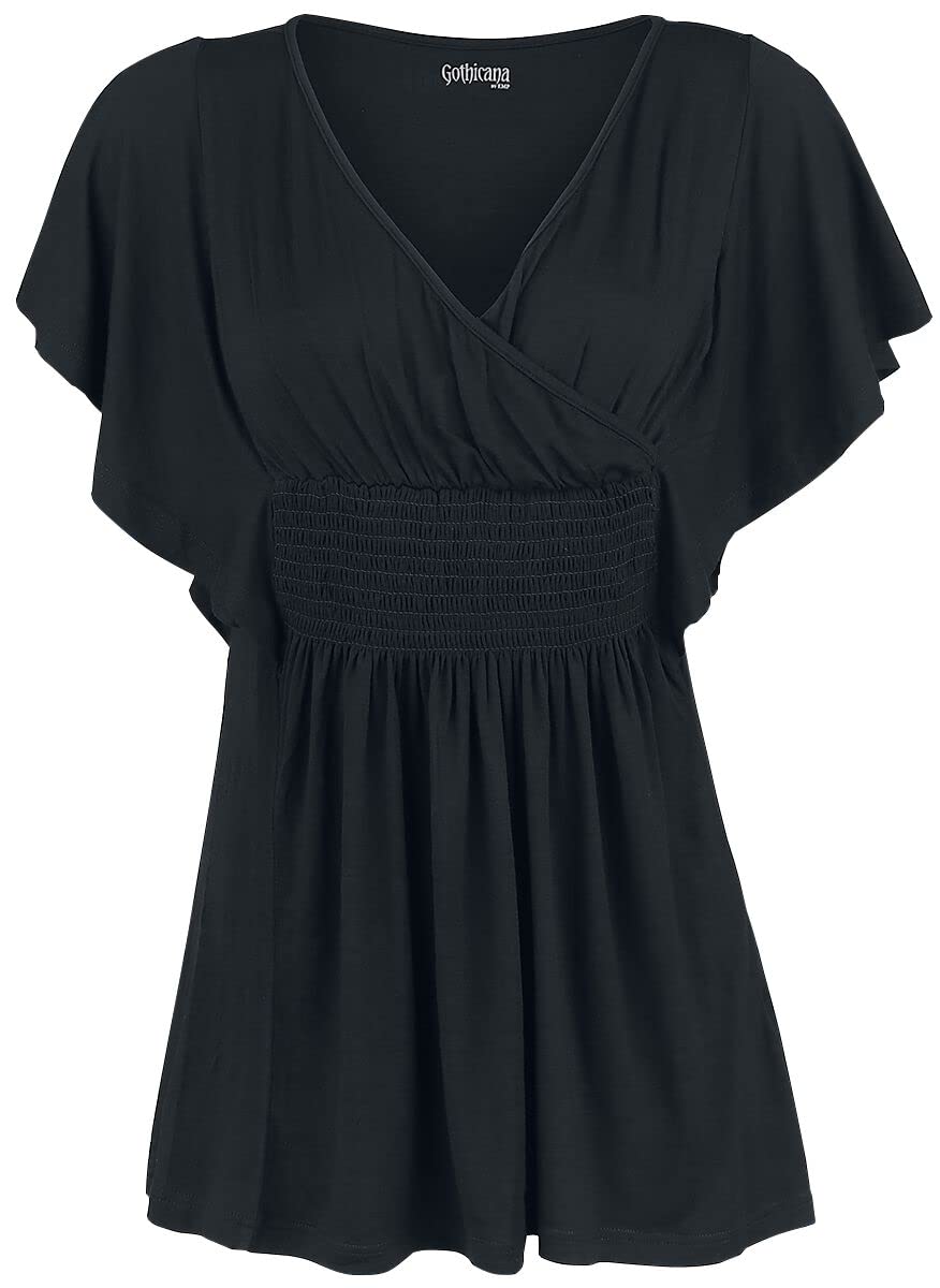 Gothicana by EMP T-Shirt Nera Pipistrello Top M Gotica