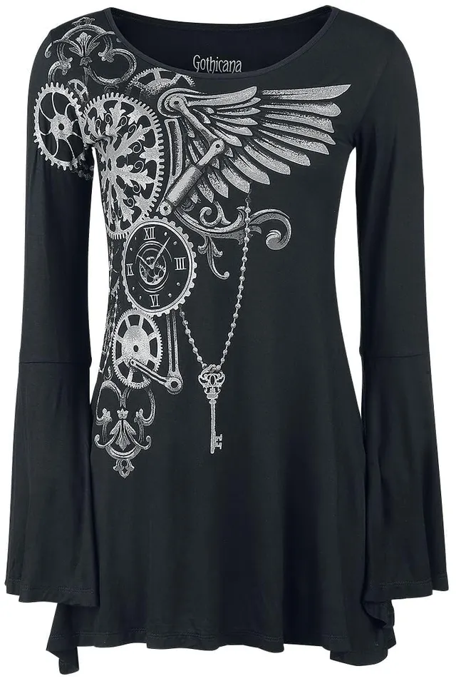 Gothicana by EMP Bat Country maglia nera maniche lunghe M