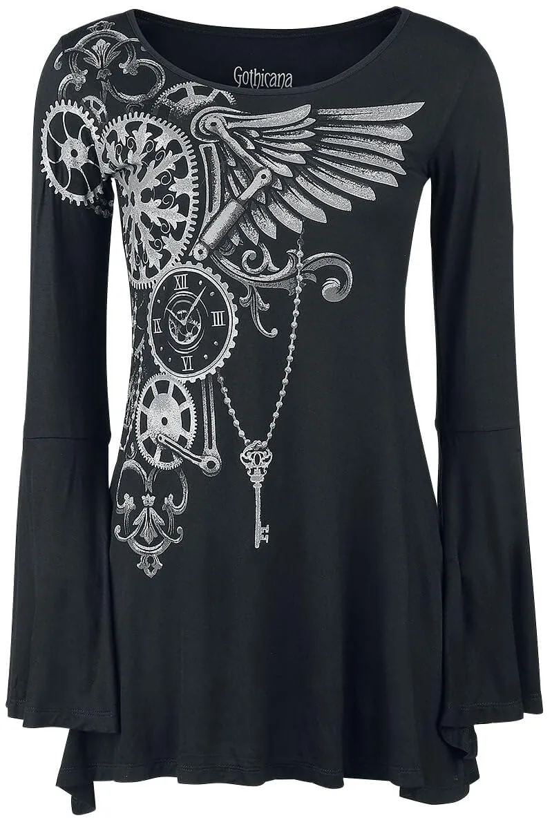 Gothicana by EMP Bat Country maglia nera maniche lunghe M