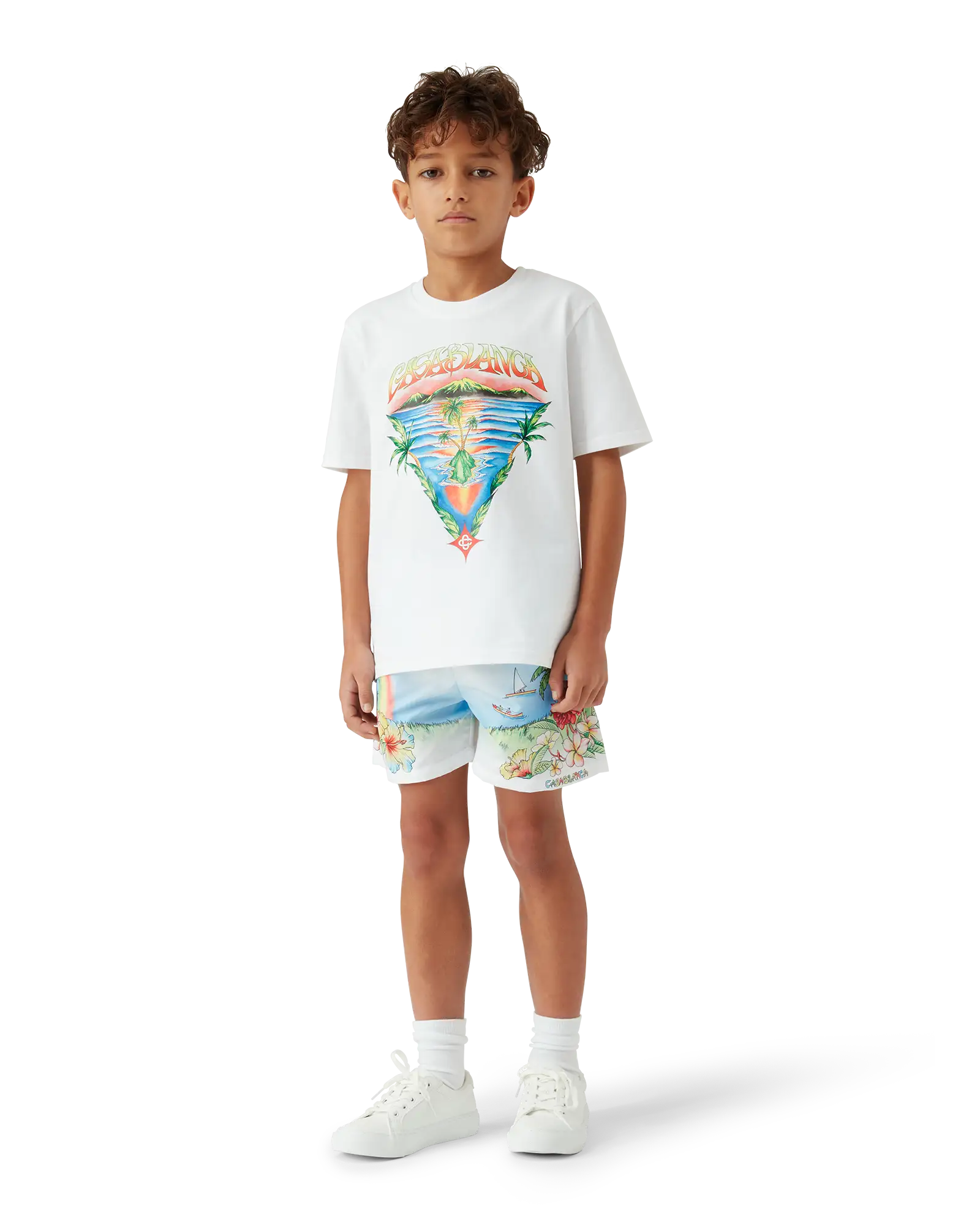 Casablanca Innocence Triangle T-shirt Bimbo Bianca Cotone