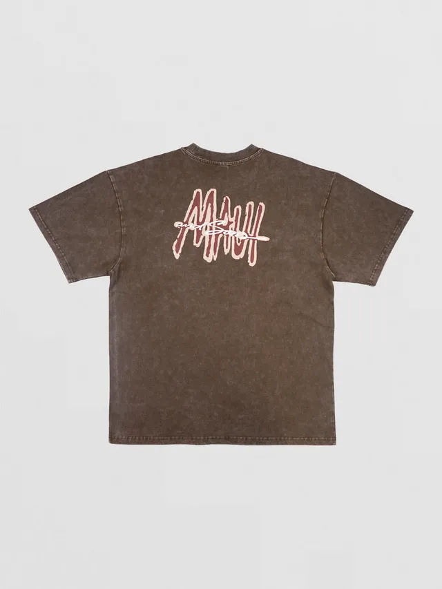 Maui and Sons Maui Tag Mineral Washed maglietta boxy marrone