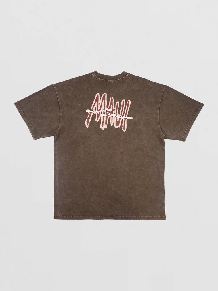 Maui and Sons Maui Tag Mineral Washed maglietta boxy marrone