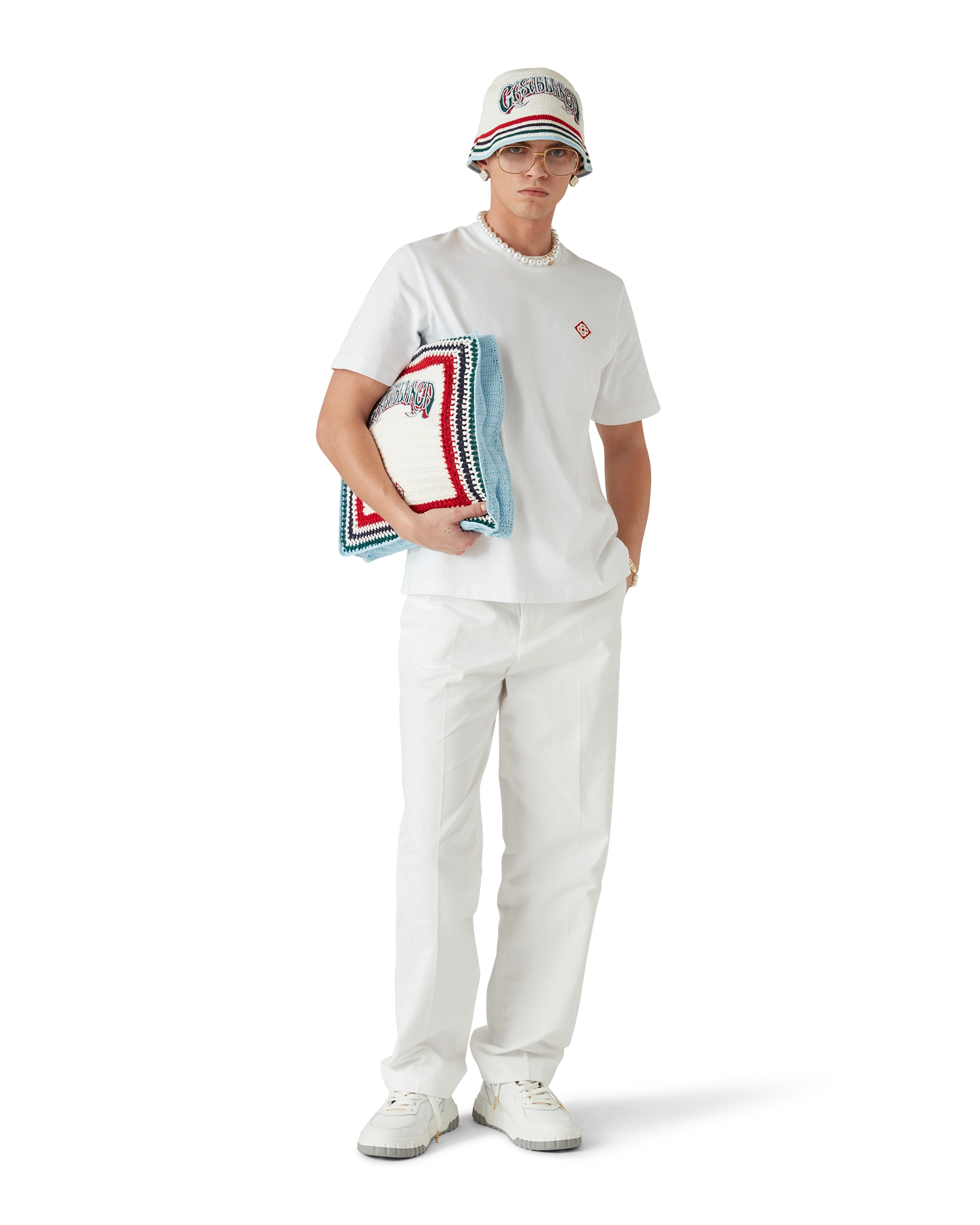 Casablanca Diamond Logo t-shirt bianca cotone