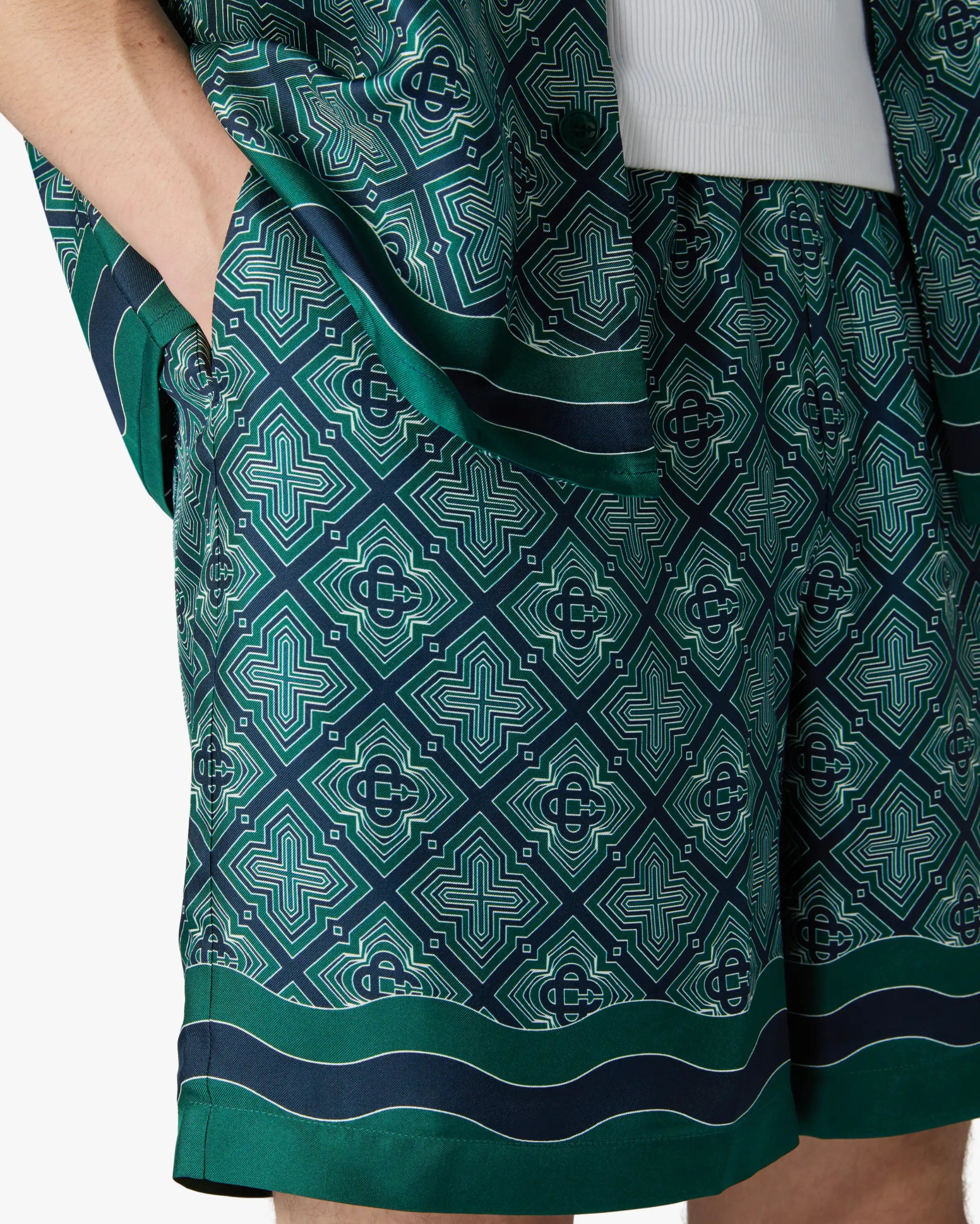 Casablanca Radiating Monogram pantaloncini seta verdi