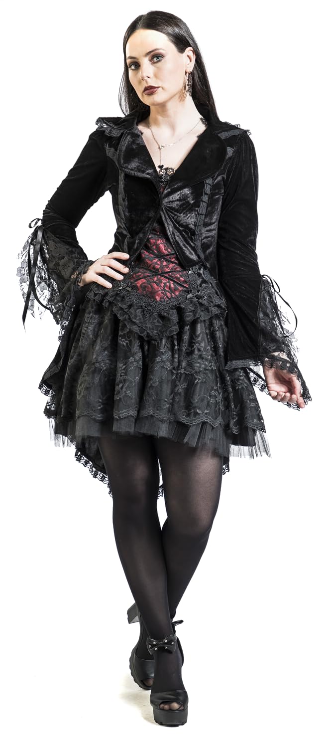Gothicana by EMP Cardigan Nero Velluto Pizzo M gotico