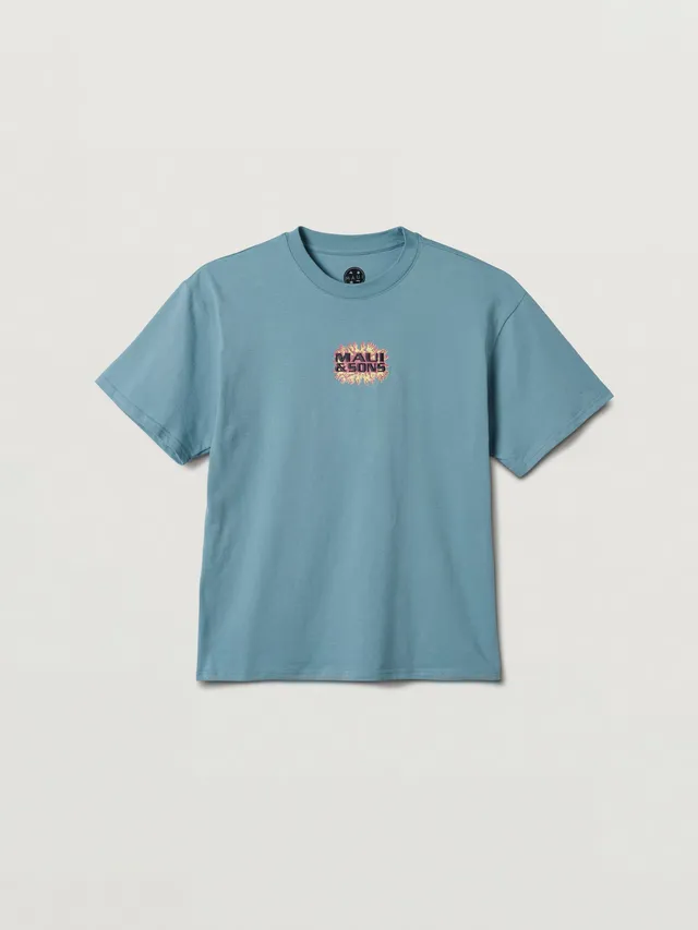 Maui and Sons Nova maglietta boxy blu acciaio cotone