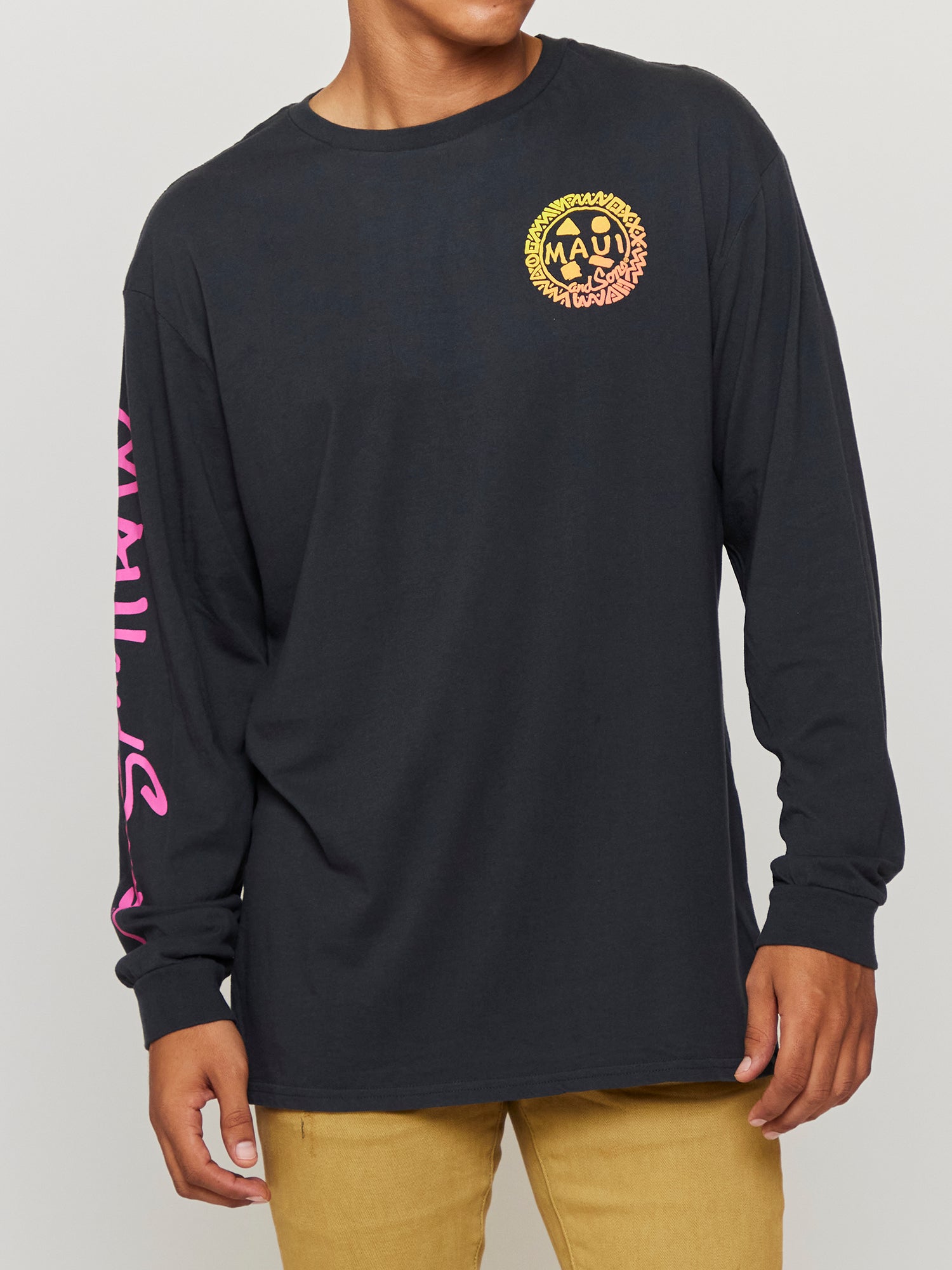 Maui and Sons Island Cookie Long Sleeve maglia nera cotone