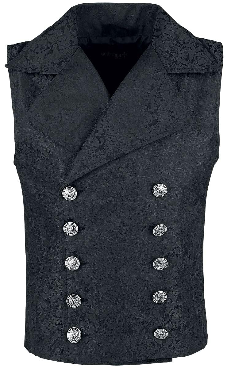 Gothicana by EMP gilet nero broccato taglia XL uomo