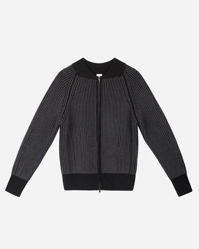 Noskra GreyBlack Maglia zip lana cerniera argento
