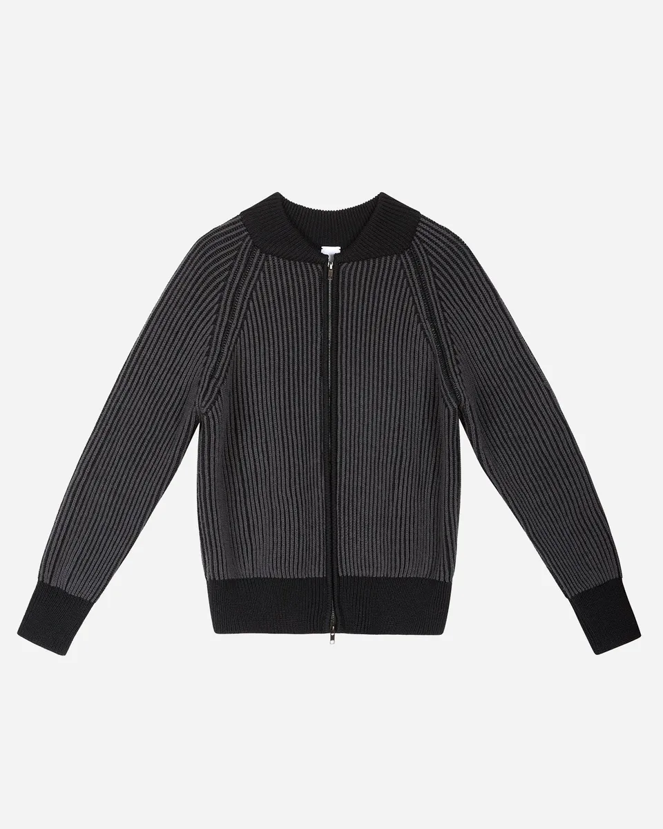 Noskra GreyBlack Maglia zip lana cerniera argento