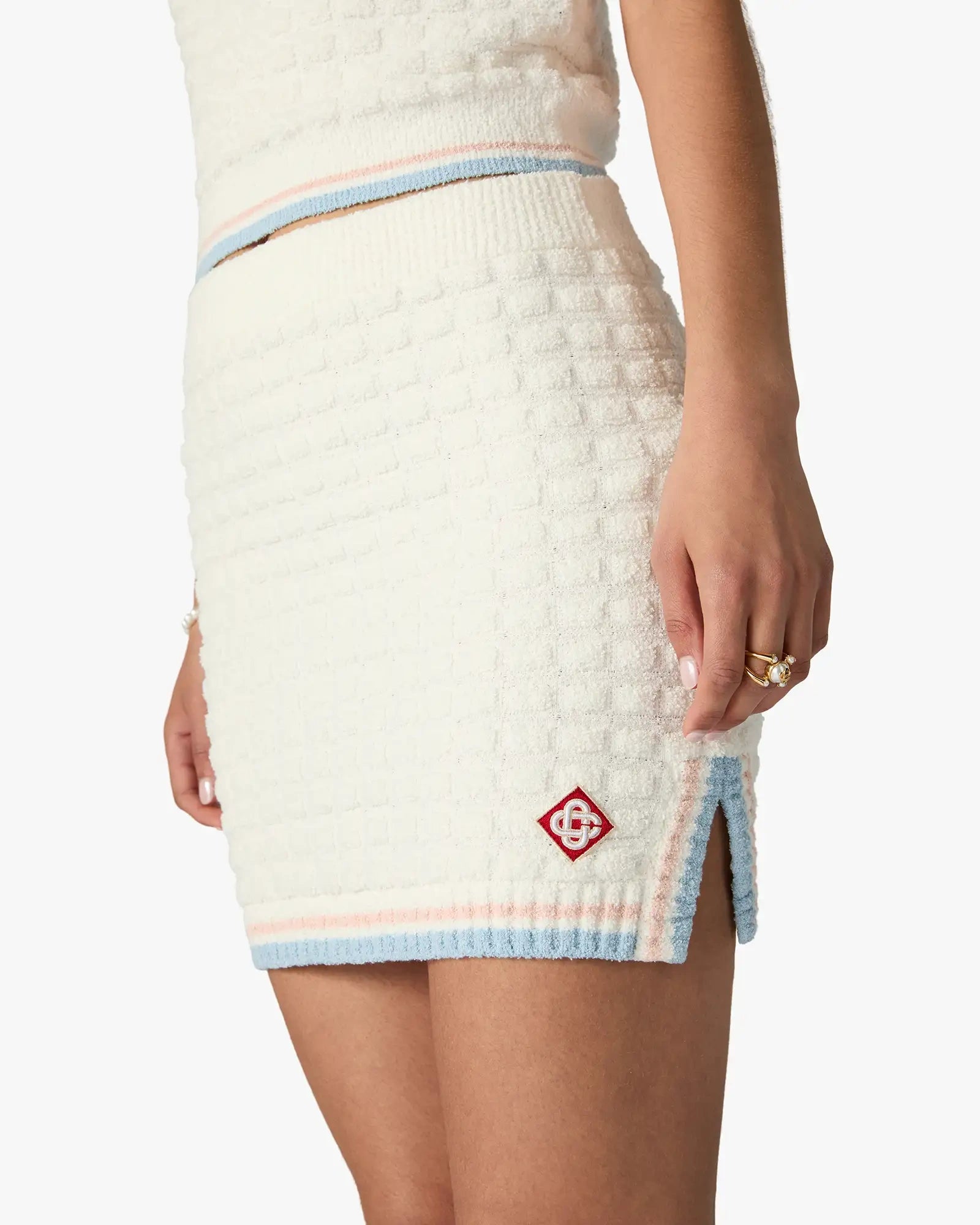 Casablanca Boucle Tennis Gonna Mini Bianca Slim